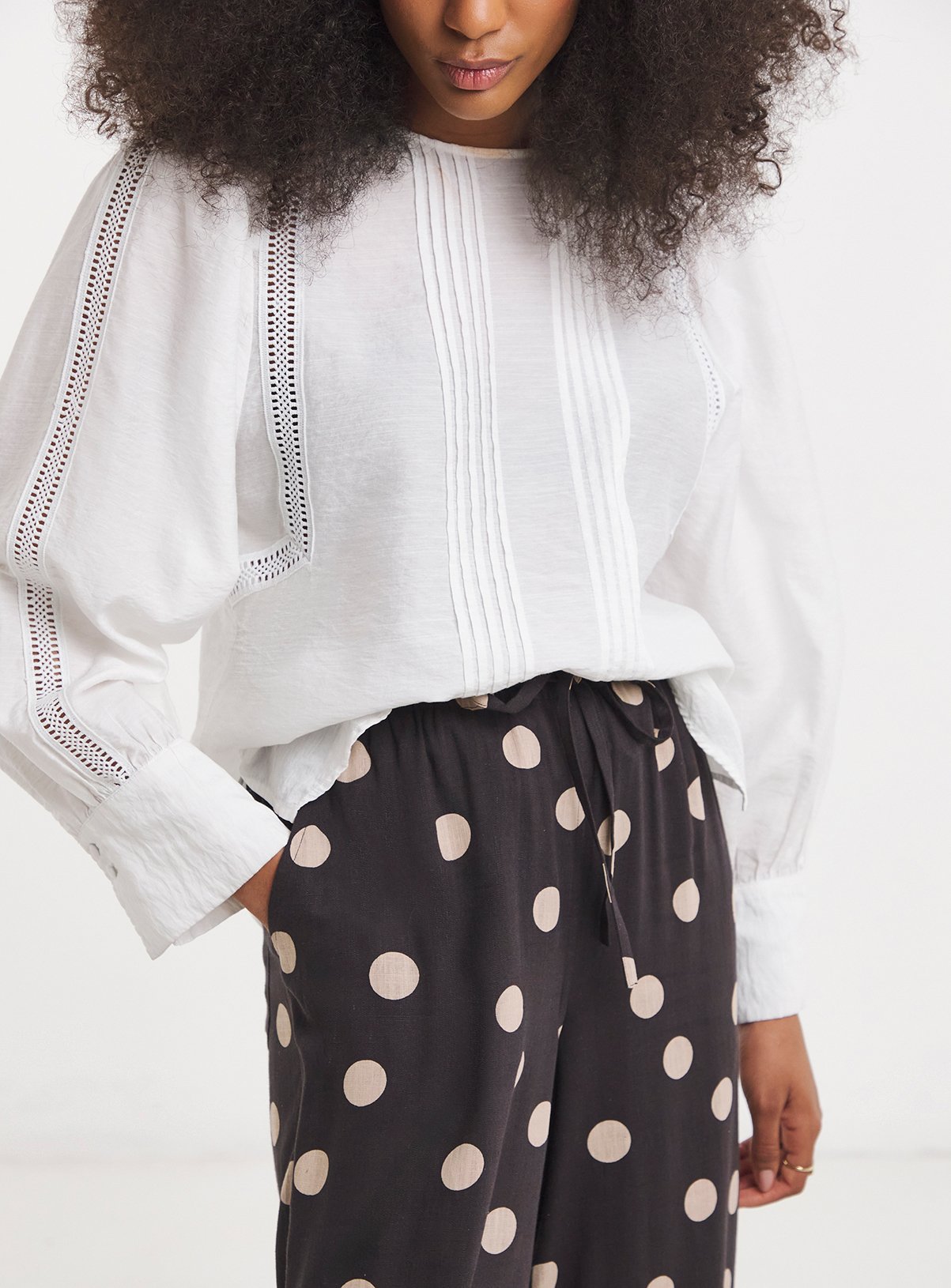 SIMPLY BE Chocolate Spot Linen Trouser 30 - Image 4 thumbnail